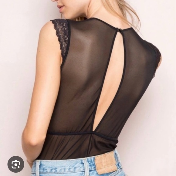 Brandy Melville Black Mesh Bodysuit Cynthia - Picture 2 of 4